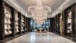 Luxury crystal chandelier lighting in shop hall