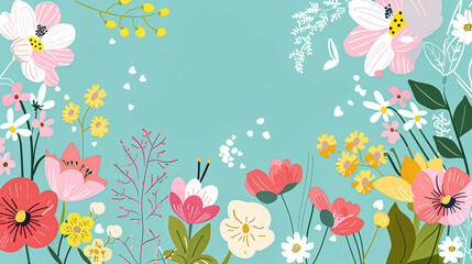 Wall Mural - Floral background with colorful flowers. Vector illustration. EPS 10.