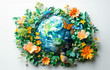 Global Biodiversity: Earth's Floral and Faunal Harmony. Flowery and diverse world map with a variety of animals and plants.International Day for Biological Diversity 22 may