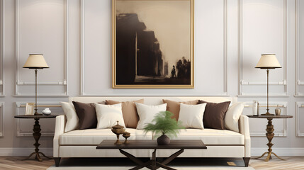 Canvas Print - living room interior with sofa