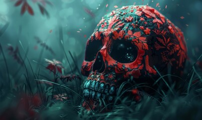 Wall Mural - Gloomy and scary background for Halloween, Day of the Dead. Halloween concept. Generative Ai.