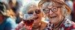 © Настя Шевчук - Two cute old ladies drinking wine and having fun together.