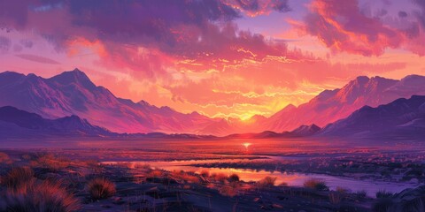 Wall Mural - Sunrise over the mountains