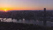 Sunrise aerial view of Belgrade, capital of Serbia.