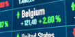 Belgium rising stock market. Growth, positive trend, bull market, stock market rally, financial markets, success, business.