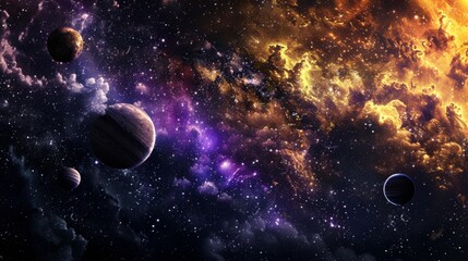 Wall Mural - cosmic beauty: vibrant galaxy with planets and stars
