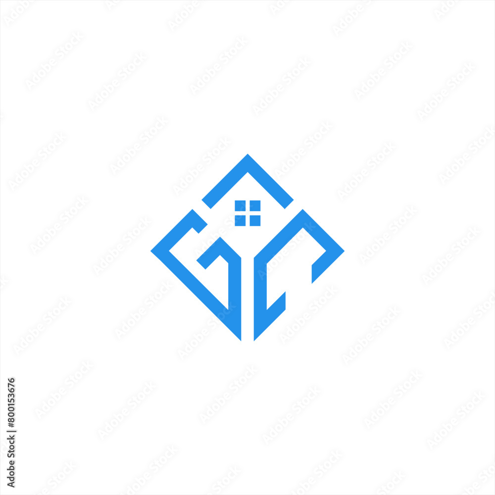logo design letter g and c, building, roof design, window, building ...