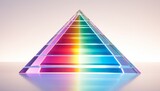 Fototapeta  - 3D crystal pyramid with rainbow colors on white background