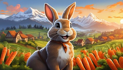 Wall Mural - rabbit in the meadow