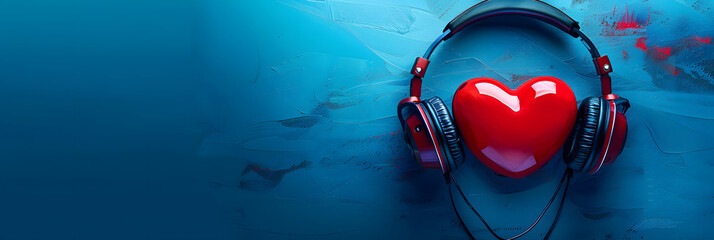 headphones with heart , listen to your heart and heart care concept