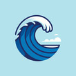 © Ngilustrasi - ocean wave logo in flat design style