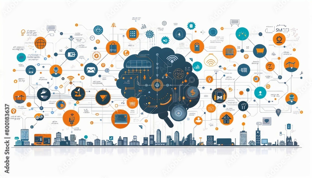 Illustration Stock Supply Chain Mind Map, vibrant and dynamic mind map ...