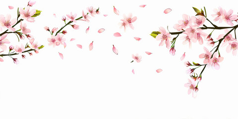 Sticker - Sakura branches on a white background
