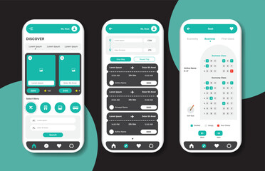 Wall Mural - online airline ticket booking design for mobile application. airline ticket booking platform screen.