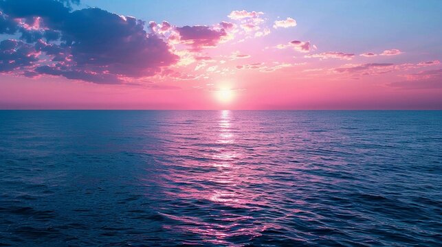  pink sunset with sea