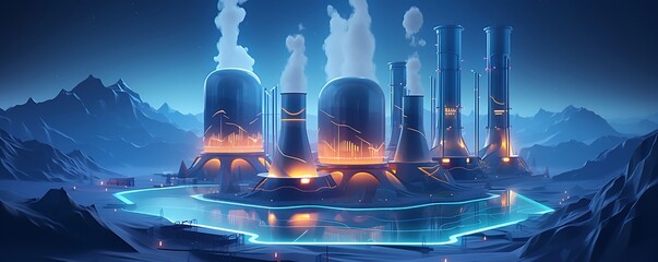 An Ultrawide Banner Featuring an Atomic Nuclear Reactor Power Plant
