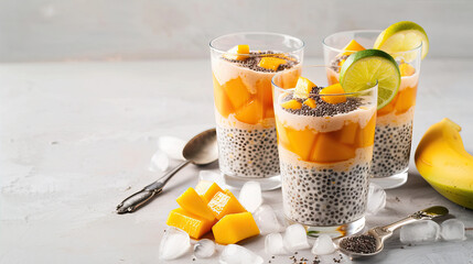 Poster - Glasses with mango puree and chia seeds
