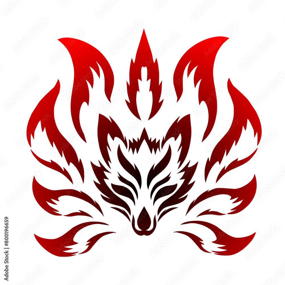 illustration vector graphics of tribal art design nine tailed fox tattoo for symbol