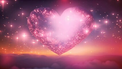 Wall Mural - Night Sky Heart of Love, heart shaped stars, Valentine's Day background