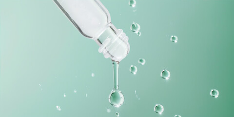 Poster - Pipette and drops on green background
