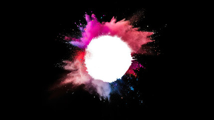 Wall Mural - Explosion of colored paint on a black background
