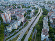 Aerial view from a drone to a road traffic in the Varna city