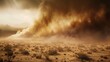 Large sandstorm in the desert. Dramatic photo