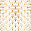 Art deco gold seamless pattern. Repeated golden fan patern. Abstract nouveau background for prints design. Repeating geometric lattice. Gatsby repeat motif. Artdeco fancy lattice. Vector illustration