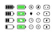 Charge level. Mobile phone status bar icons. Vector icons