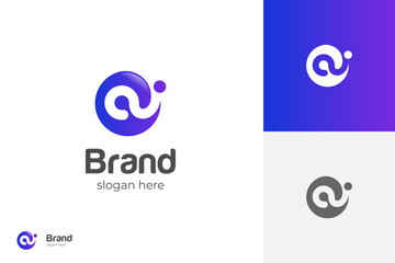 Sticker - Circle Letter A or ai initial logo design with circle round shape for technology company or brand logo