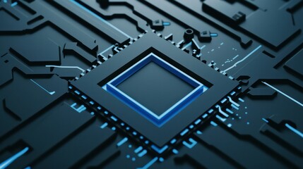 artificial Intelligence abstract high tech digital technology chip circuit board black background concept