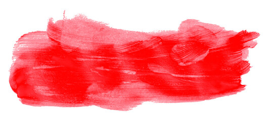 Wall Mural - Shiny red brush watercolor painting isolated on transparent background. watercolor png