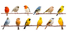 Various Bird Species Collection Isolated On A White Background