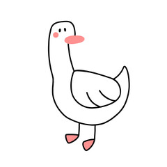 Wall Mural - A cute goose in a doodle style. Vector illustration isolated on a white background