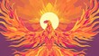 Phoenix Rising from Ashes Against Rising Sun