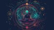 Zodiac Harmony with Meditative Figure in Deep Space