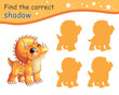 Find correct shadow of orange triceratops dinosaur vector illustration