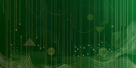 Abstract green background with yellow shapes. 