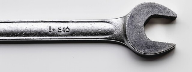 metalic wrench on white background