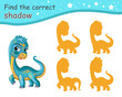 Find correct shadow of dinosaur vector illustration