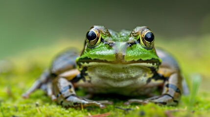 Wall Mural - Macro shot of a green frog