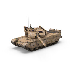 3D realistic a powerful modern battle tank isolated on a white background