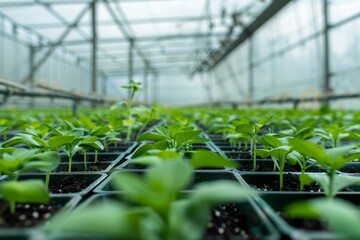 Poster - Organic seedlings growing in a greenhouse