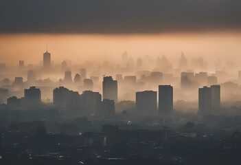 Sticker - this is a very hazy picture of the city of santiago