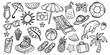 © dasha122007 - Set of summer symbols. Summer vacation. Doodle. Hand drawing.