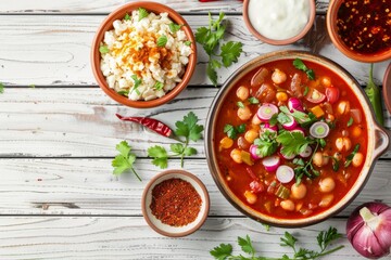 Poster - Red pozole on white wood