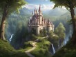 fairy tale castle in forest,