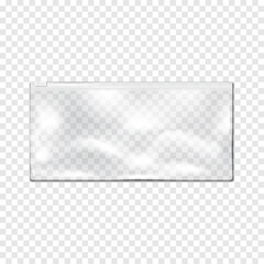 Wall Mural - Clear glossy plastic envelope, poly bag with white zip lock. Realistic vector mock-up. Transparent resealable zipper PVC vinyl pouch package. Mockup