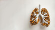 Model of cigarettes in the form of human lungs. Addiction to smoking, the harm of tobacco smoke..World No Tobacco Day