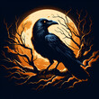 illustration of a bird of Raven 